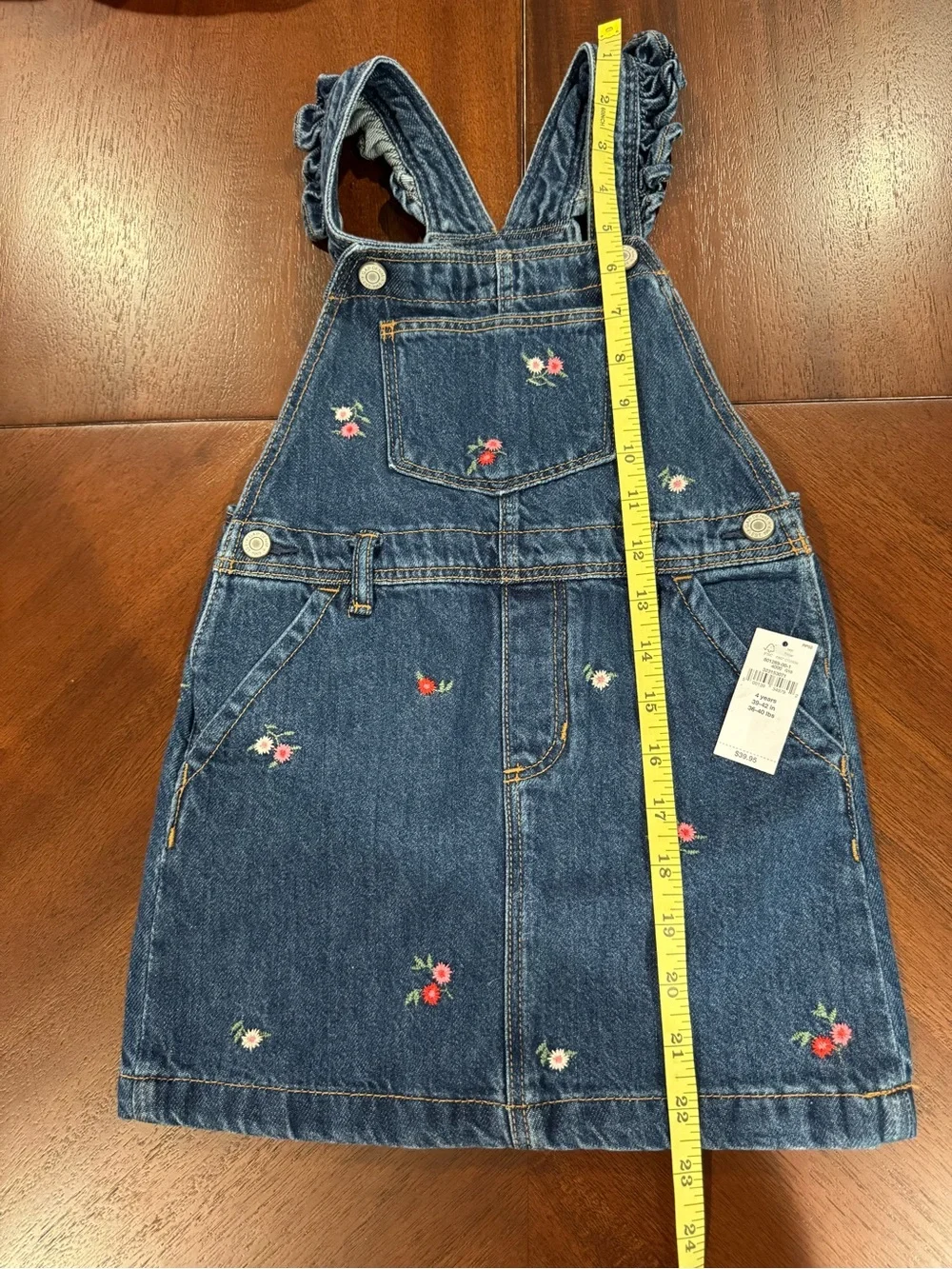 GAP Dark Blue Embroidered Denim Overall Dress